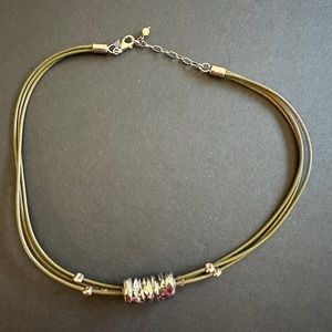 Silpada olive green three strand leather necklace